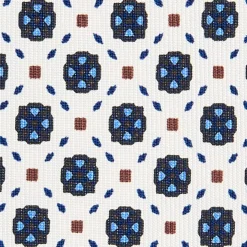 CRAVATTA SARTORIALE CLASSICA IN SETA BIANCA Microfantasia fiore