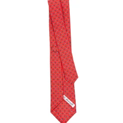 CRAVATTA SARTORIALE CLASSICA IN SETA ROSSA Microfantasia fiore