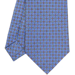 CRAVATTA SARTORIALE CLASSICA IN SETA AZZURRO POLVERE Microfantasia fiore