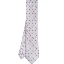 CRAVATTA SARTORIALE CLASSICA IN SETA GRIGIO CHIARO Microfantasia fiore