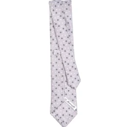 CRAVATTA SARTORIALE CLASSICA IN SETA GRIGIO CHIARO Microfantasia fiore