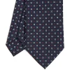 CRAVATTA SARTORIALE CLASSICA IN SETA BLU SCURO Microfantasia fiore