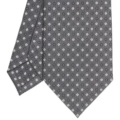 CRAVATTA SARTORIALE CLASSICA IN SETA GRIGIO SCURO Microfantasia fiore