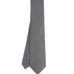 CRAVATTA SARTORIALE CLASSICA IN SETA GRIGIO SCURO Microfantasia fiore