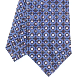 CRAVATTA SARTORIALE CLASSICA IN SETA AZZURRO POLVERE Microfantasia fiore