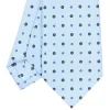 CRAVATTA SARTORIALE CLASSICA IN SETA AZZURRA Microfantasia fiore