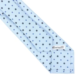 CRAVATTA SARTORIALE CLASSICA IN SETA AZZURRA Microfantasia fiore