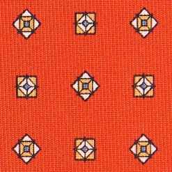 CRAVATTA SARTORIALE CLASSICA IN SETA ARANCIONE Microfantasia fiore