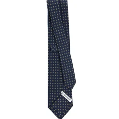 CRAVATTA SARTORIALE CLASSICA IN SETA BLU SCURO Microfantasia fiore
