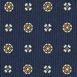 CRAVATTA SARTORIALE CLASSICA IN SETA BLU SCURO Microfantasia fiore