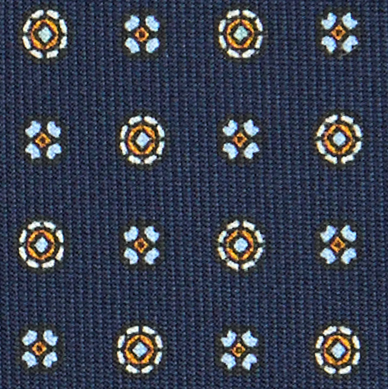 CRAVATTA SARTORIALE CLASSICA IN SETA BLU SCURO Microfantasia fiore