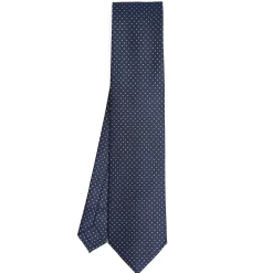 CRAVATTA SARTORIALE CLASSICA IN SETA BLU SCURO Pois