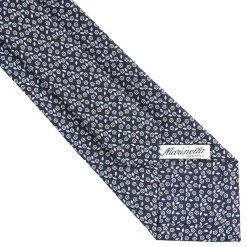 CRAVATTA SARTORIALE CLASSICA IN SETA BLU SCURO Microfantasia fiore
