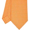 CRAVATTA SARTORIALE CLASSICA IN SETA ARANCIONE Microfantasia fiore