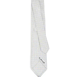 CRAVATTA SARTORIALE CLASSICA IN SETA BIANCA Microfantasia fiore