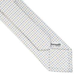 CRAVATTA SARTORIALE CLASSICA IN SETA BIANCA Microfantasia fiore