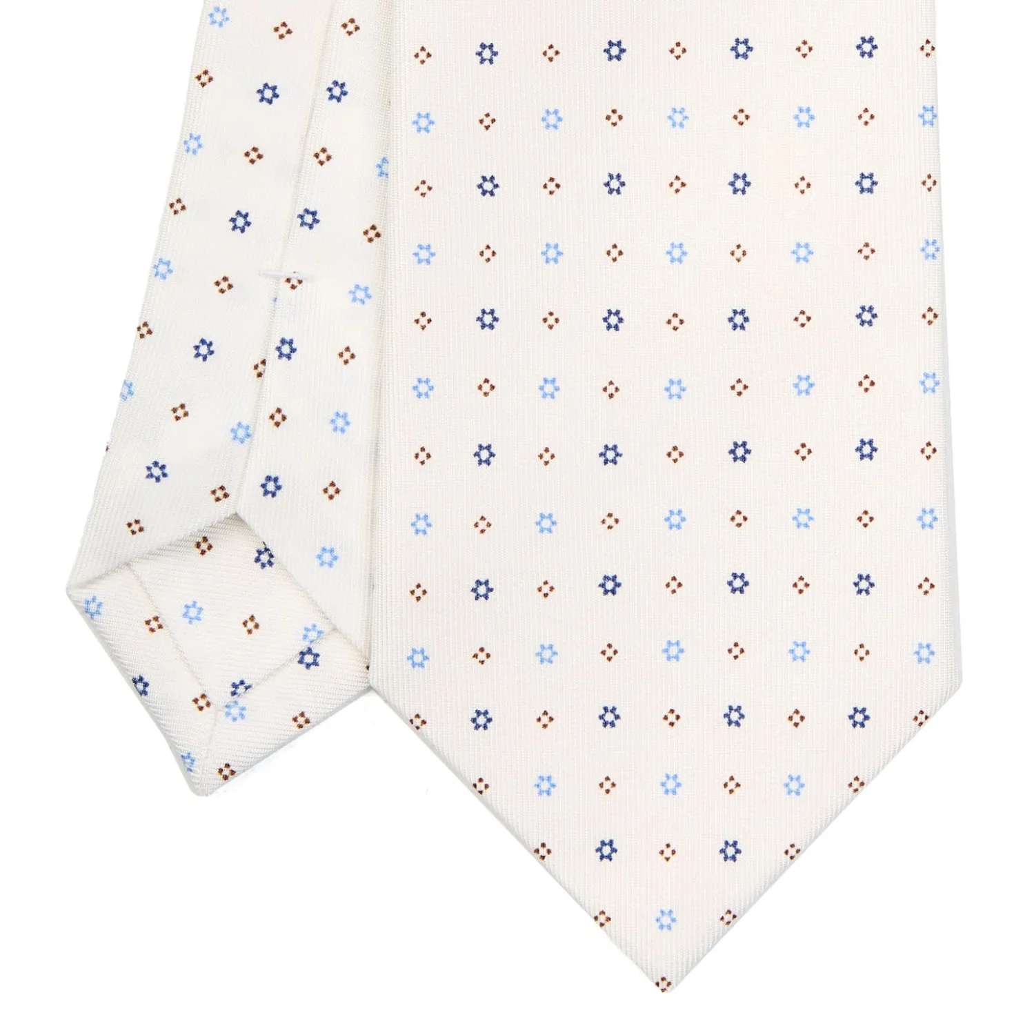 CRAVATTA SARTORIALE CLASSICA IN SETA BIANCA Microfantasia fiore