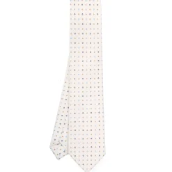 CRAVATTA SARTORIALE CLASSICA IN SETA BIANCA Microfantasia fiore