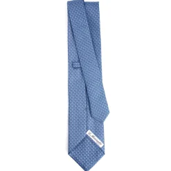 CRAVATTA SARTORIALE CLASSICA IN SETA AZZURRO POLVERE Microfantasia m geometrica