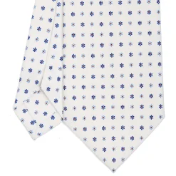 CRAVATTA SARTORIALE CLASSICA IN SETA BIANCA Microfantasia fiore
