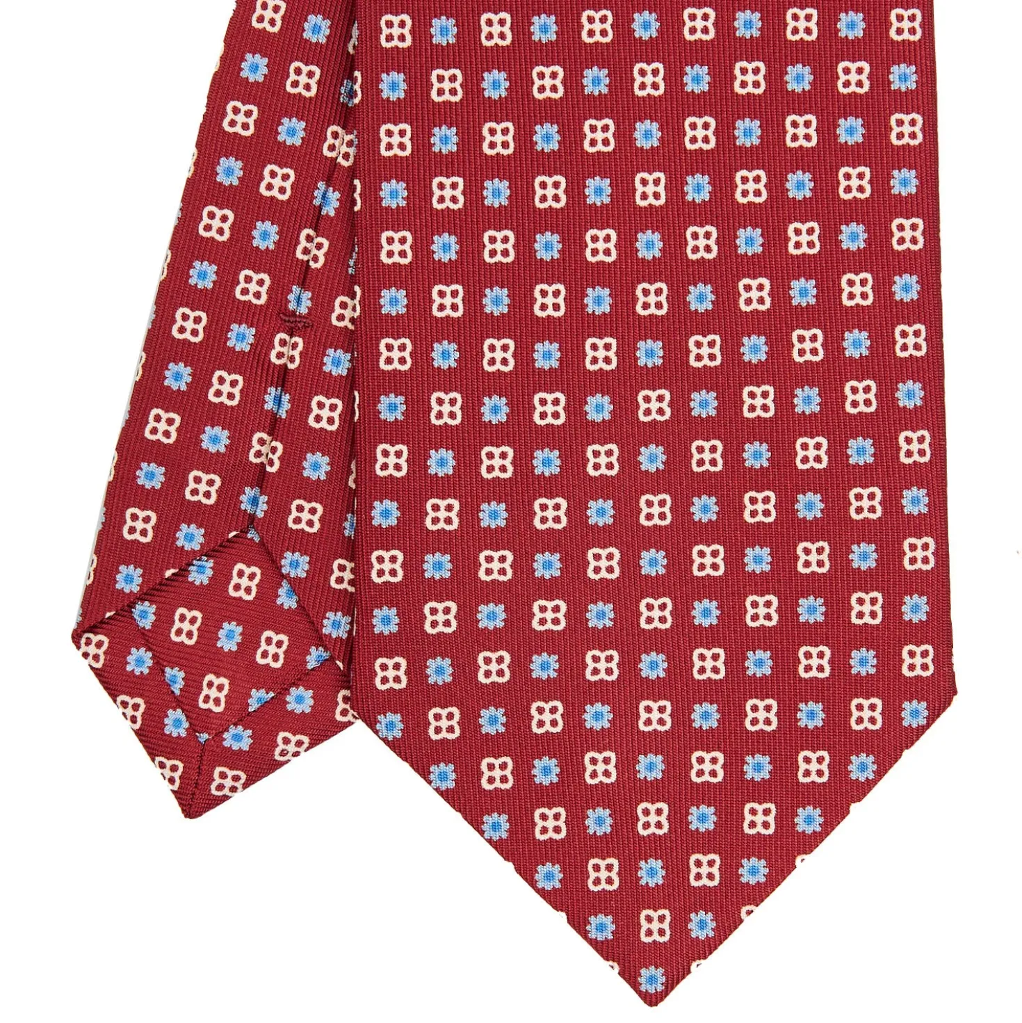CRAVATTA SARTORIALE CLASSICA IN SETA BORDEAUX Microfantasia fiore