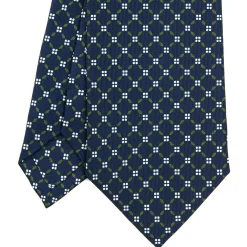 CRAVATTA SARTORIALE CLASSICA IN SETA BLU SCURO Microfantasia fiore