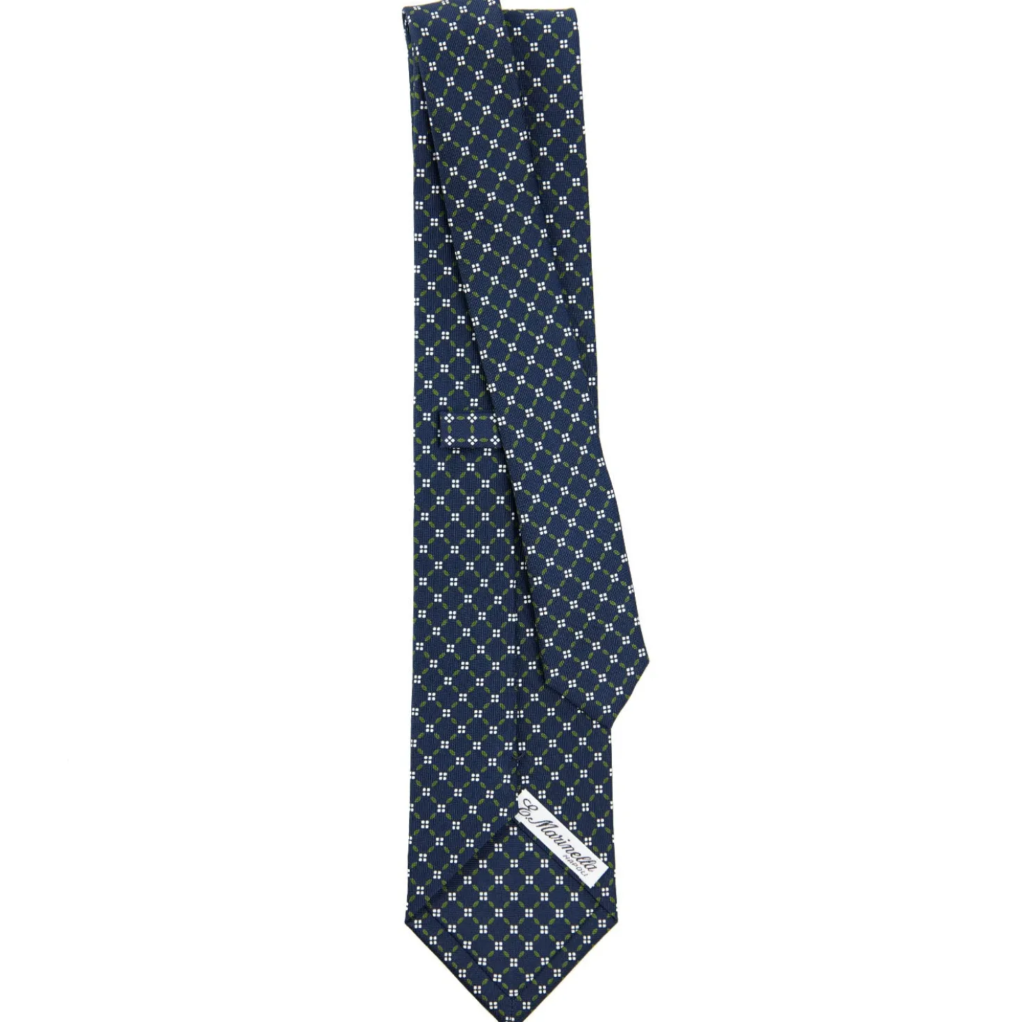 CRAVATTA SARTORIALE CLASSICA IN SETA BLU SCURO Microfantasia fiore