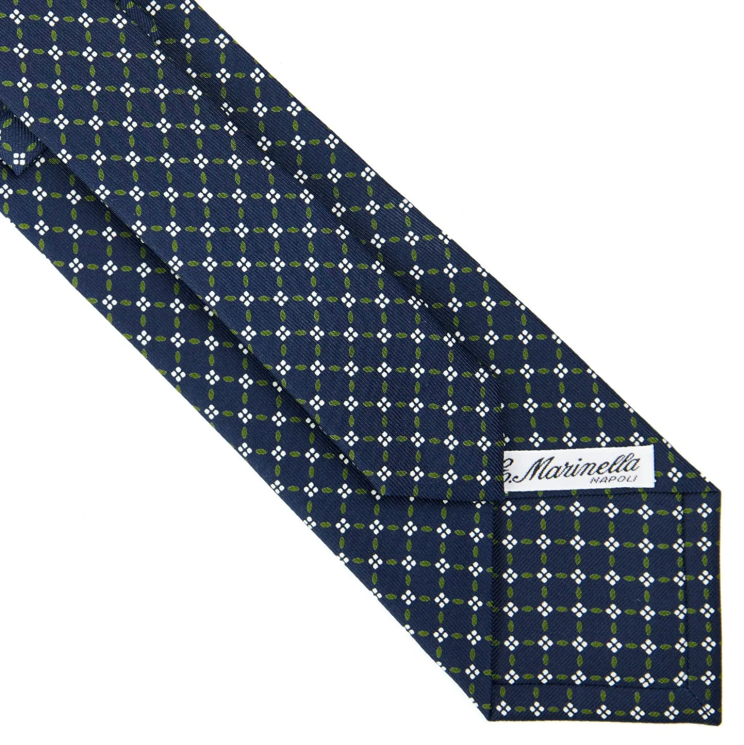 CRAVATTA SARTORIALE CLASSICA IN SETA BLU SCURO Microfantasia fiore