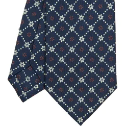 CRAVATTA SARTORIALE CLASSICA IN SETA BLU SCURO Microfantasia fiore