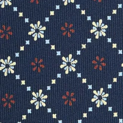 CRAVATTA SARTORIALE CLASSICA IN SETA BLU SCURO Microfantasia fiore