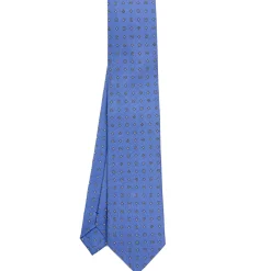 CRAVATTA SARTORIALE CLASSICA IN SETA AZZURRO POLVERE Microfantasia fiore