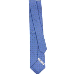 CRAVATTA SARTORIALE CLASSICA IN SETA AZZURRO POLVERE Microfantasia fiore