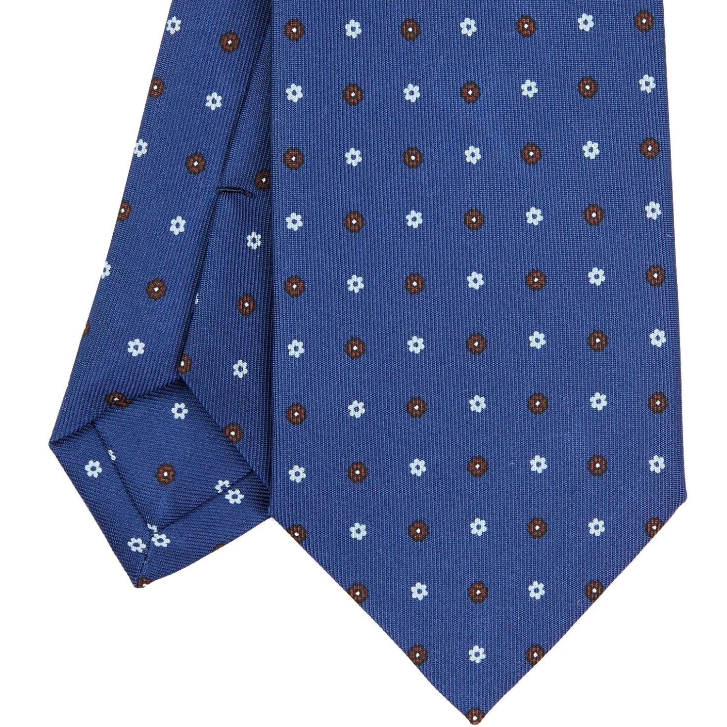 CRAVATTA SARTORIALE CLASSICA IN SETA BLU Microfantasia fiore