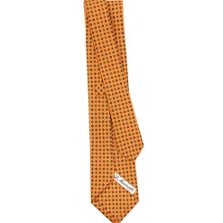 CRAVATTA SARTORIALE CLASSICA IN SETA ARANCIONE Microfantasia fiore