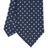 CRAVATTA SARTORIALE CLASSICA IN SETA BLU SCURO Microfantasia fiore