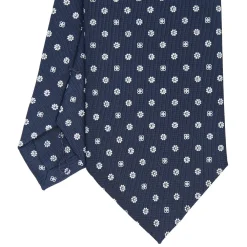 CRAVATTA SARTORIALE CLASSICA IN SETA BLU SCURO Microfantasia fiore