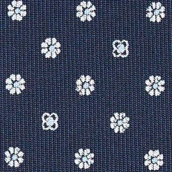 CRAVATTA SARTORIALE CLASSICA IN SETA BLU SCURO Microfantasia fiore