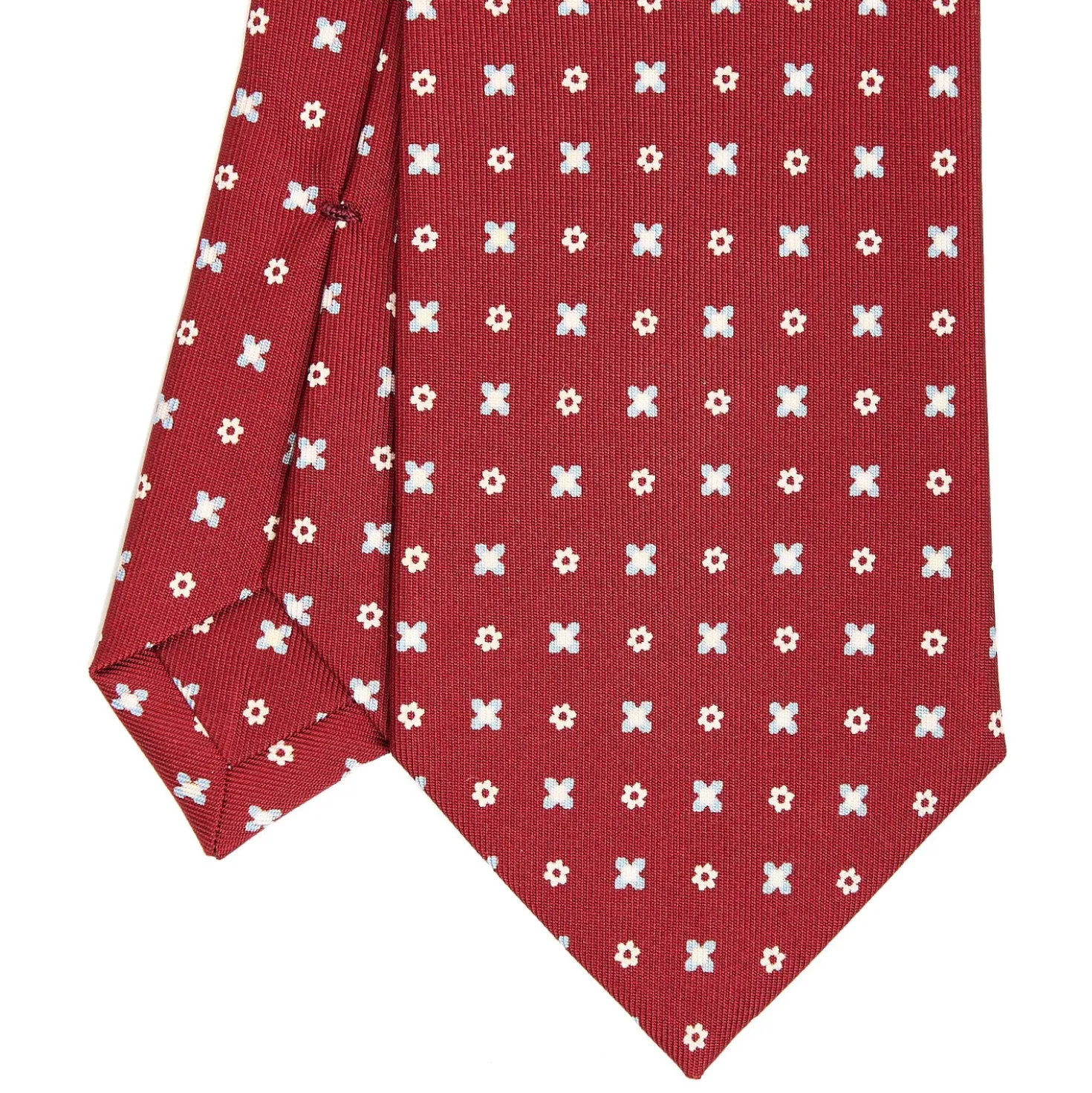 CRAVATTA SARTORIALE CLASSICA IN SETA BORDEAUX Microfantasia fiore