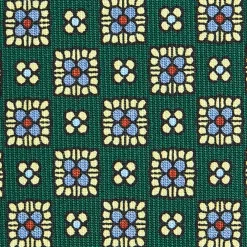 CRAVATTA SARTORIALE CLASSICA IN SETA VERDE SCURO Microfantasia fiore