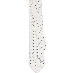 CRAVATTA SARTORIALE CLASSICA IN SETA BIANCA Microfantasia fiore