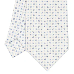 CRAVATTA SARTORIALE CLASSICA IN SETA BIANCA Microfantasia fiore