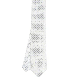 CRAVATTA SARTORIALE CLASSICA IN SETA BIANCA Microfantasia fiore