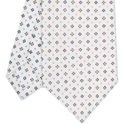 CRAVATTA SARTORIALE CLASSICA IN SETA BIANCA Microfantasia fiore