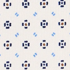 CRAVATTA SARTORIALE CLASSICA IN SETA BIANCA Microfantasia fiore
