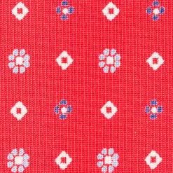 CRAVATTA SARTORIALE CLASSICA IN SETA ROSSA Microfantasia fiore