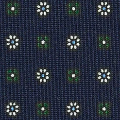 CRAVATTA SARTORIALE CLASSICA IN SETA BLU SCURO Microfantasia fiore