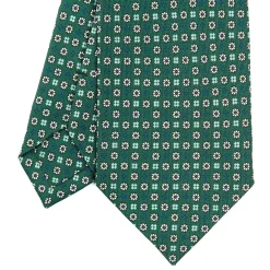 CRAVATTA SARTORIALE CLASSICA IN SETA VERDE OLIVA Microfantasia fiore