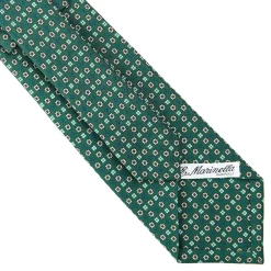 CRAVATTA SARTORIALE CLASSICA IN SETA VERDE OLIVA Microfantasia fiore