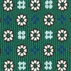 CRAVATTA SARTORIALE CLASSICA IN SETA VERDE OLIVA Microfantasia fiore