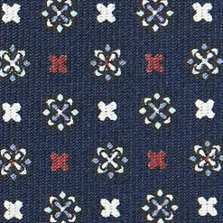 CRAVATTA SARTORIALE CLASSICA IN SETA BLU SCURO Microfantasia fiore